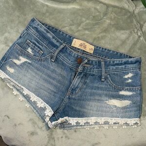 Hollister Blue Jean Shorts with Lace Trim